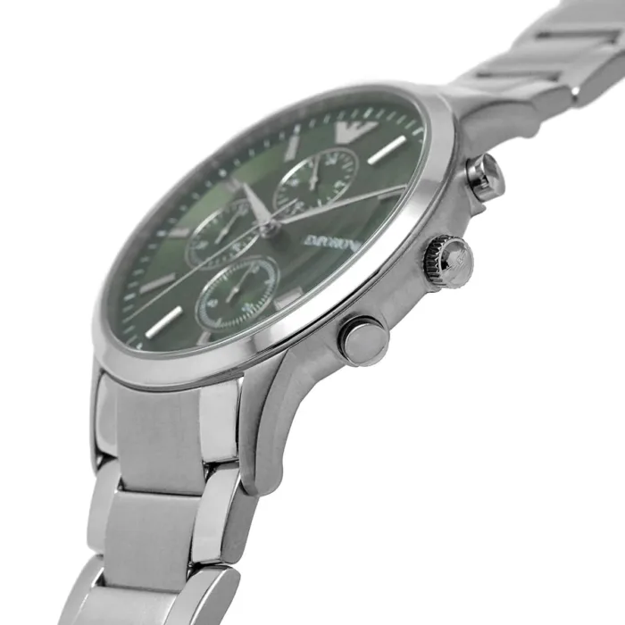 Emporio Armani Renato Chronograph Green Dial Silver Steel Strap Watch For Men - AR11507 - Image 6
